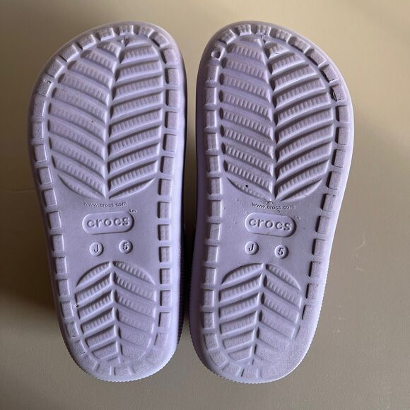 Kids Crocs Classic Animal Cutie Girls Purple Leopard Platform Clog Size J5 - Picture 12 of 16